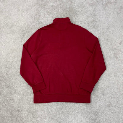 Red Ralph Lauren 1/4 Zip jumper M quarter zip up pull over embroidered preppy style casual Polo wear