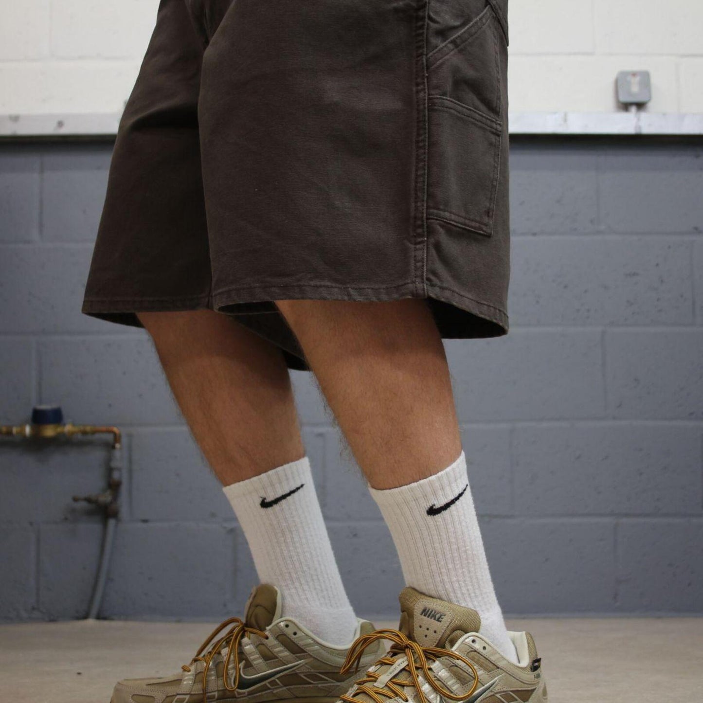 Baggy carpenter shorts canvas cargo brown Big Smith skater style surf jorts