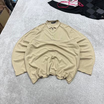 00s Nautica knit 1/4 zip polo embroidered XL men's beige knitted pull over y2k 90s style