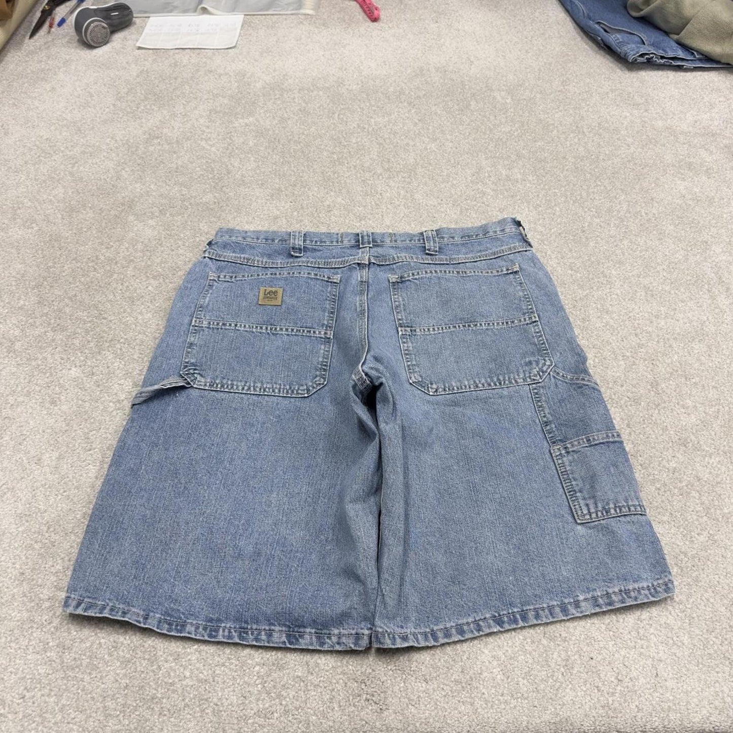 Baggy Lee carpenter shorts blue loose denim skate style summer jorts