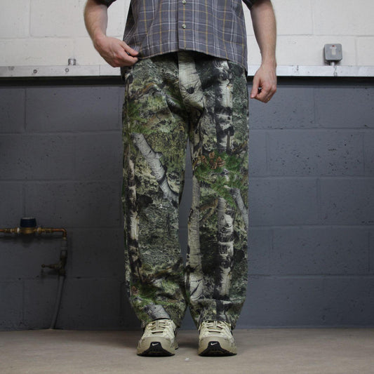 Y2K Mossy Oak camo jeans khaki green Straight leg stretch tree camouflage pants