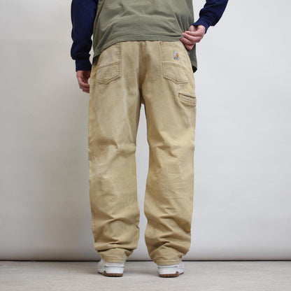 Carhartt carpenter trousers W40L32 sand tan workwear skate style cargo pants
