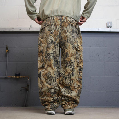 Y2K baggy camo cargo pants khaki XL Loose floaty Commander hunting camouflage trousers