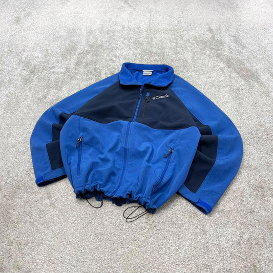 00s Columbia technical windbreaker jacket men's blue y2k style soft shell adjustable autumn