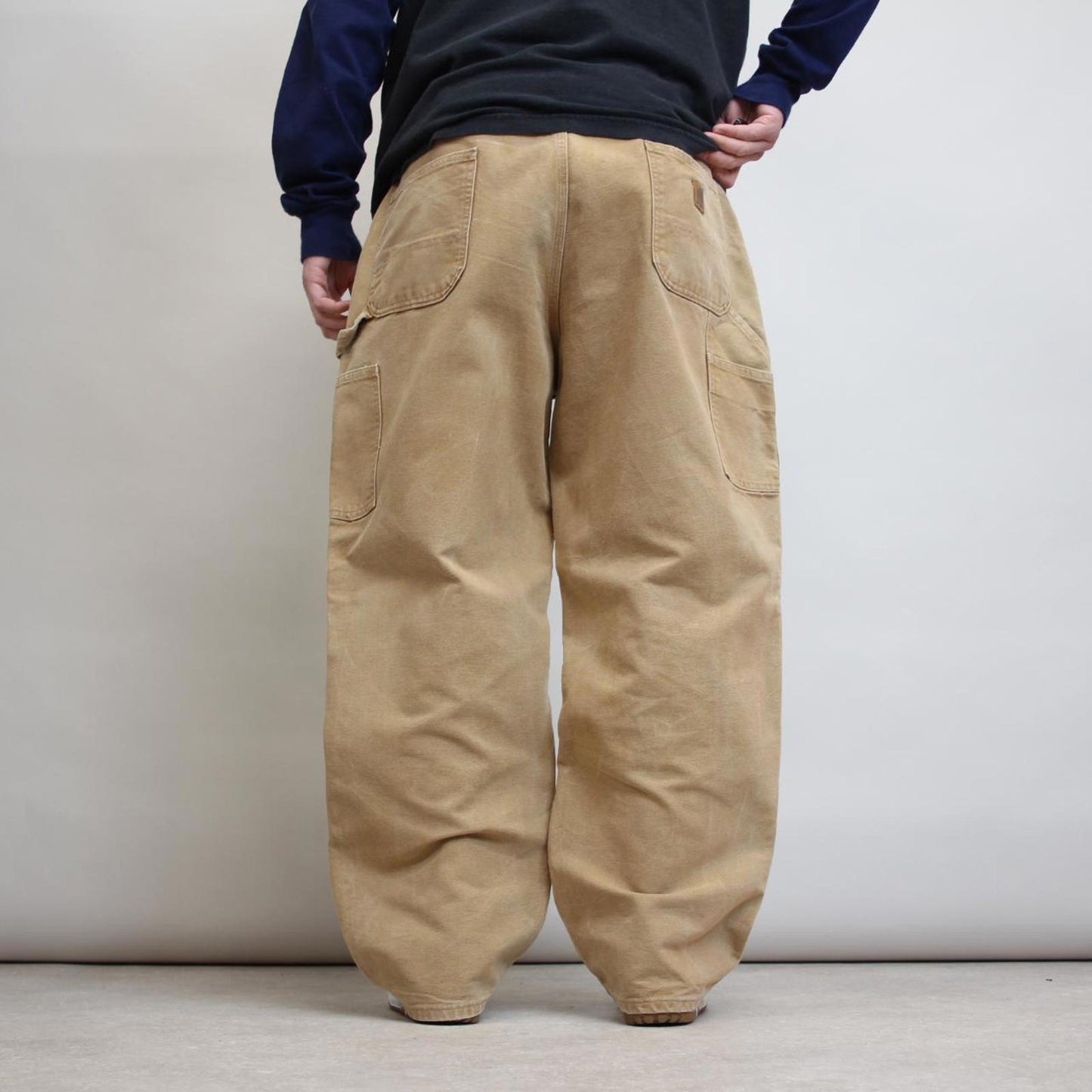 Baggy Carhartt carpenter jeans W40L30 wide leg thick canvas sand brown cargos