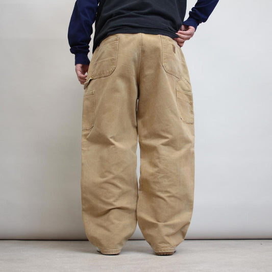 Baggy Carhartt carpenter jeans W40L30 wide leg thick canvas sand brown cargos
