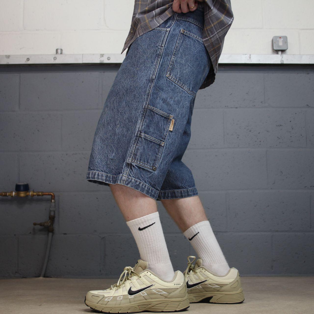 Timberland baggy denim shorts y2k blue carpenter Long skate / surf style cargo shorts