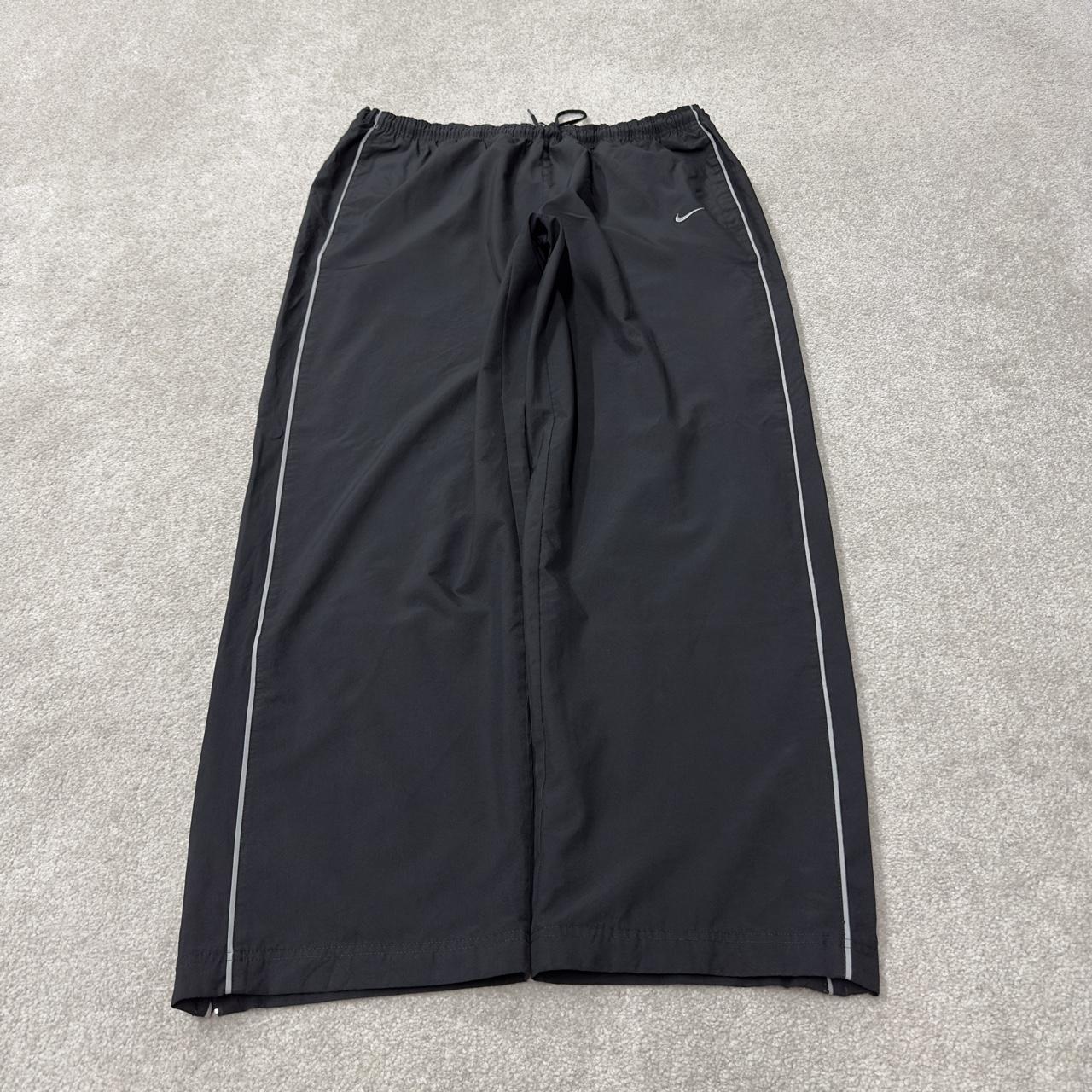 Y2K baggy Nike tracksuit bottoms black wide leg XXL Mesh lining drawstring waist swoosh logo