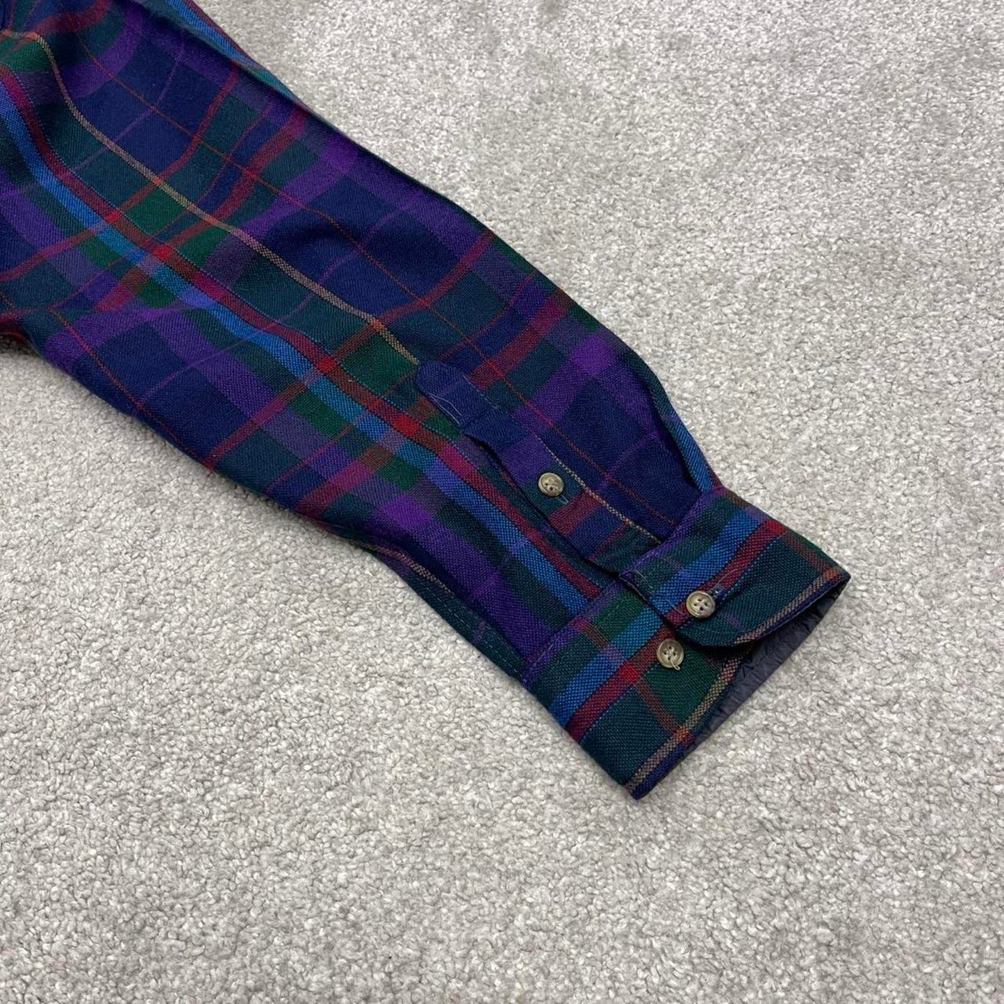 Vintage Y2K checkered flannel shirt purple Elk Mont Long sleeve plaid check button down loose