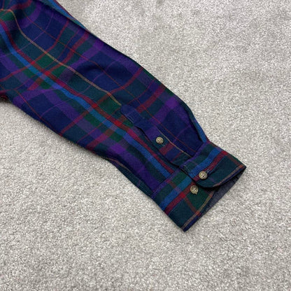 Vintage Y2K checkered flannel shirt purple Elk Mont Long sleeve plaid check button down loose