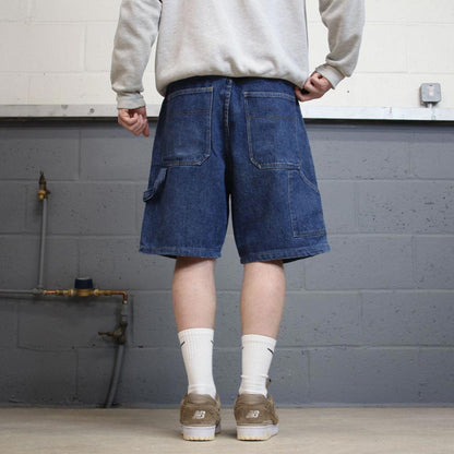Y2k baggy carpenter jorts denim skater style blue FUSE wide leg summer festival jean shorts