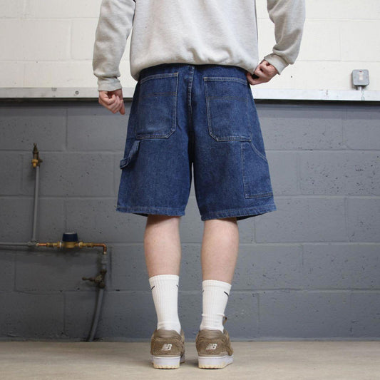 Y2k baggy carpenter jorts denim skater style blue FUSE wide leg summer festival jean shorts