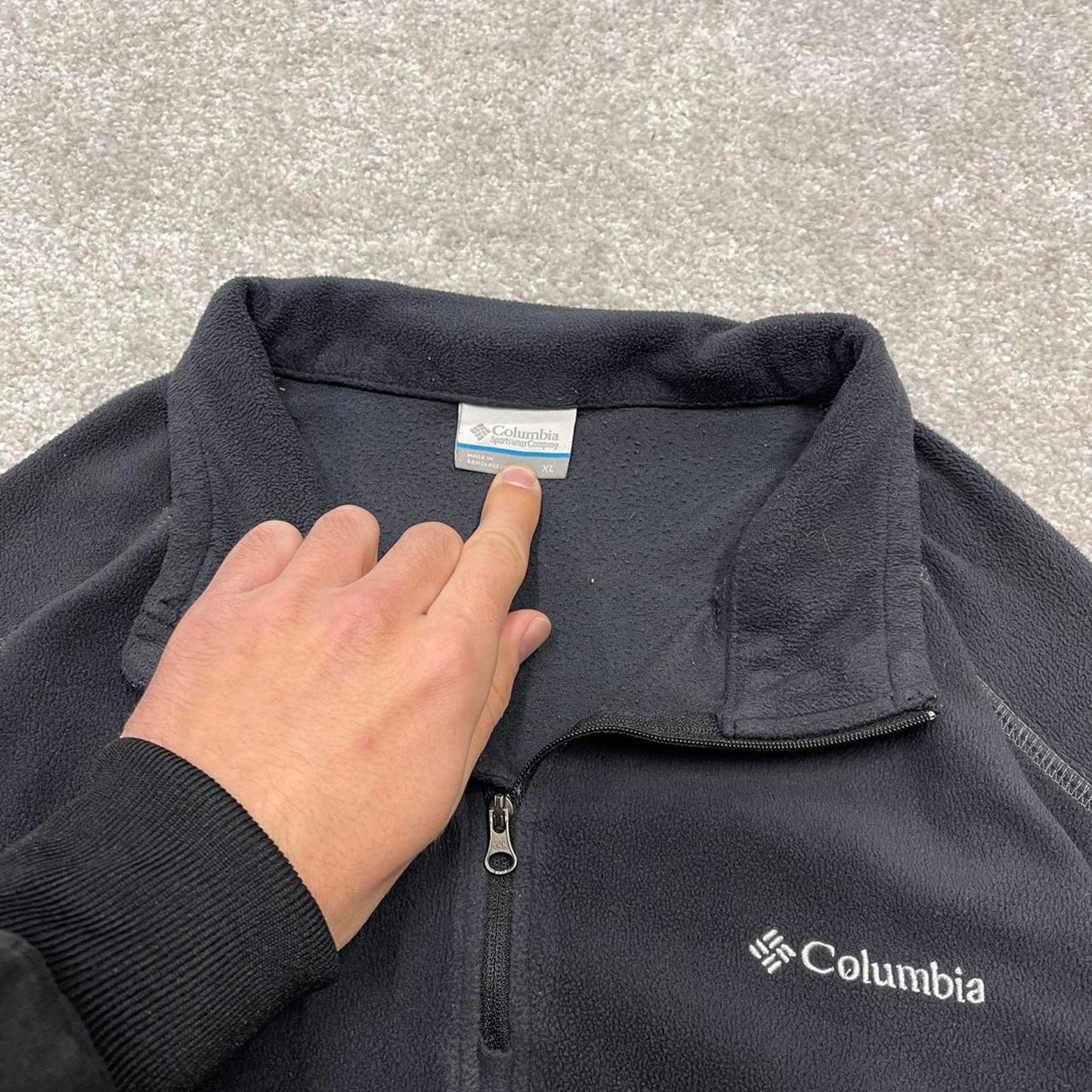 00s Columbia technical fleece XL men's black 1/4 zip up y2k style autumn casual outdoors