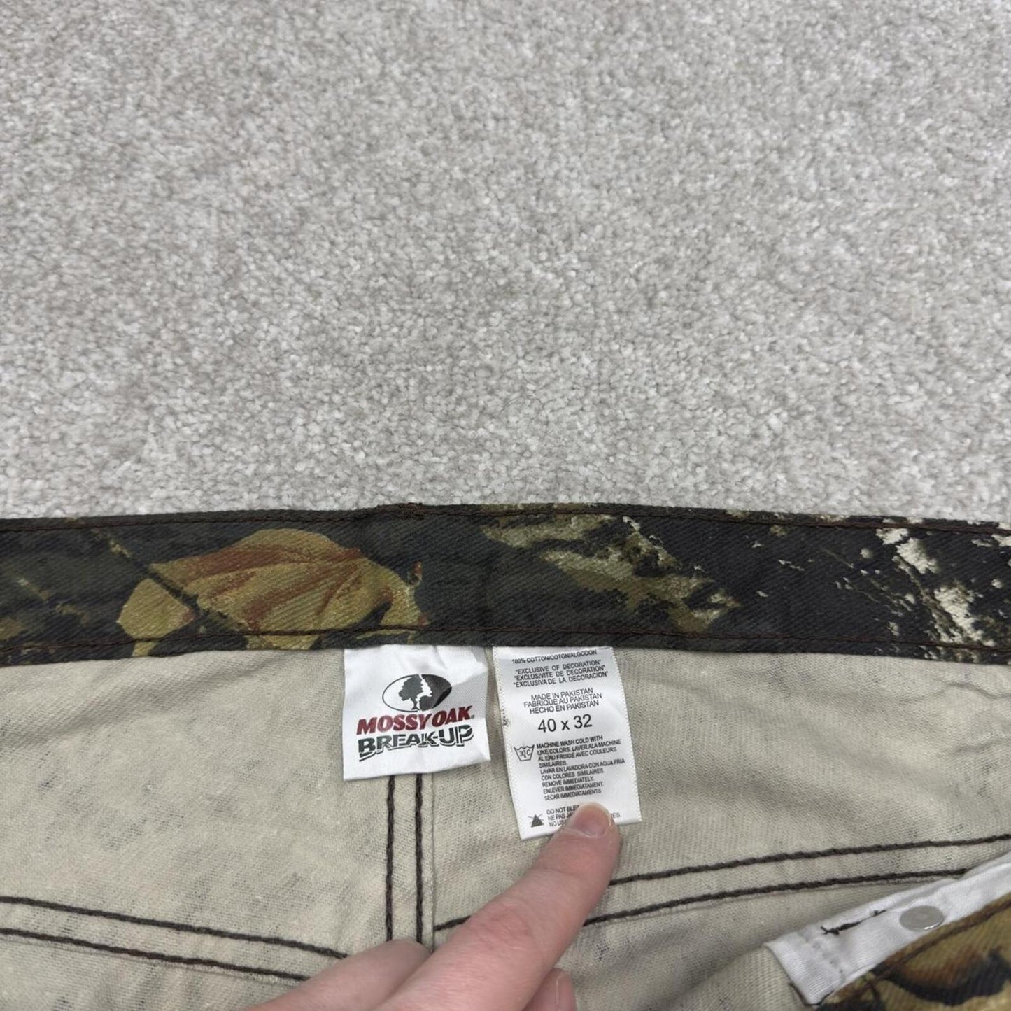 Mossy Oak camo jeans loose green Denim Break Up tree camouflage hunting pants