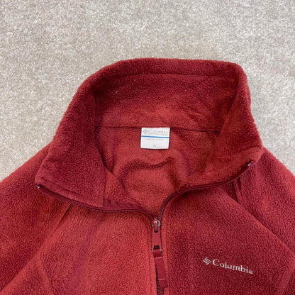 Red Womens Columbia technical full zip fleece Medium y2k style autumn