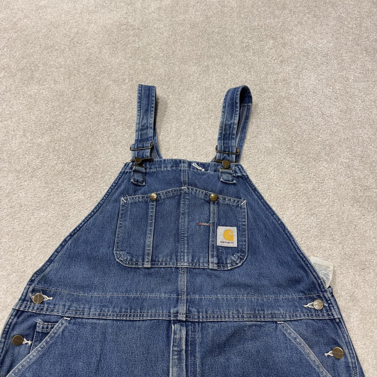 Carhartt baggy dungaree shorts 00s denim overalls blue