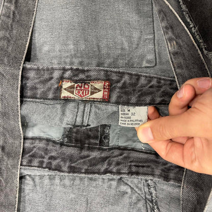 Vintage baggy No Exit dungarees W32L32 black mens denim overalls