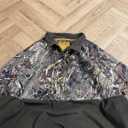 Vintage Mossy Oak camo fleece y2k Whitewater loose camouflage quarter zip fleece