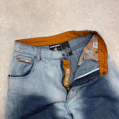 Blue Rocawear jeans size 16 W28L30 embroidered y2k style pants