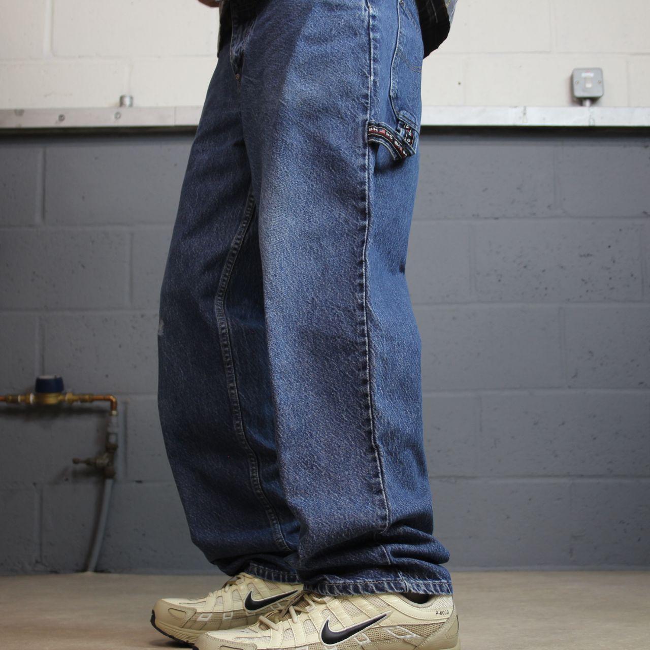 Baggy carpenter jeans y2k embroidered W32L32 blue Beverly Hills Polo Club denim cargo skater jeans