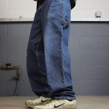 Baggy carpenter jeans y2k embroidered W32L32 blue Beverly Hills Polo Club denim cargo skater jeans