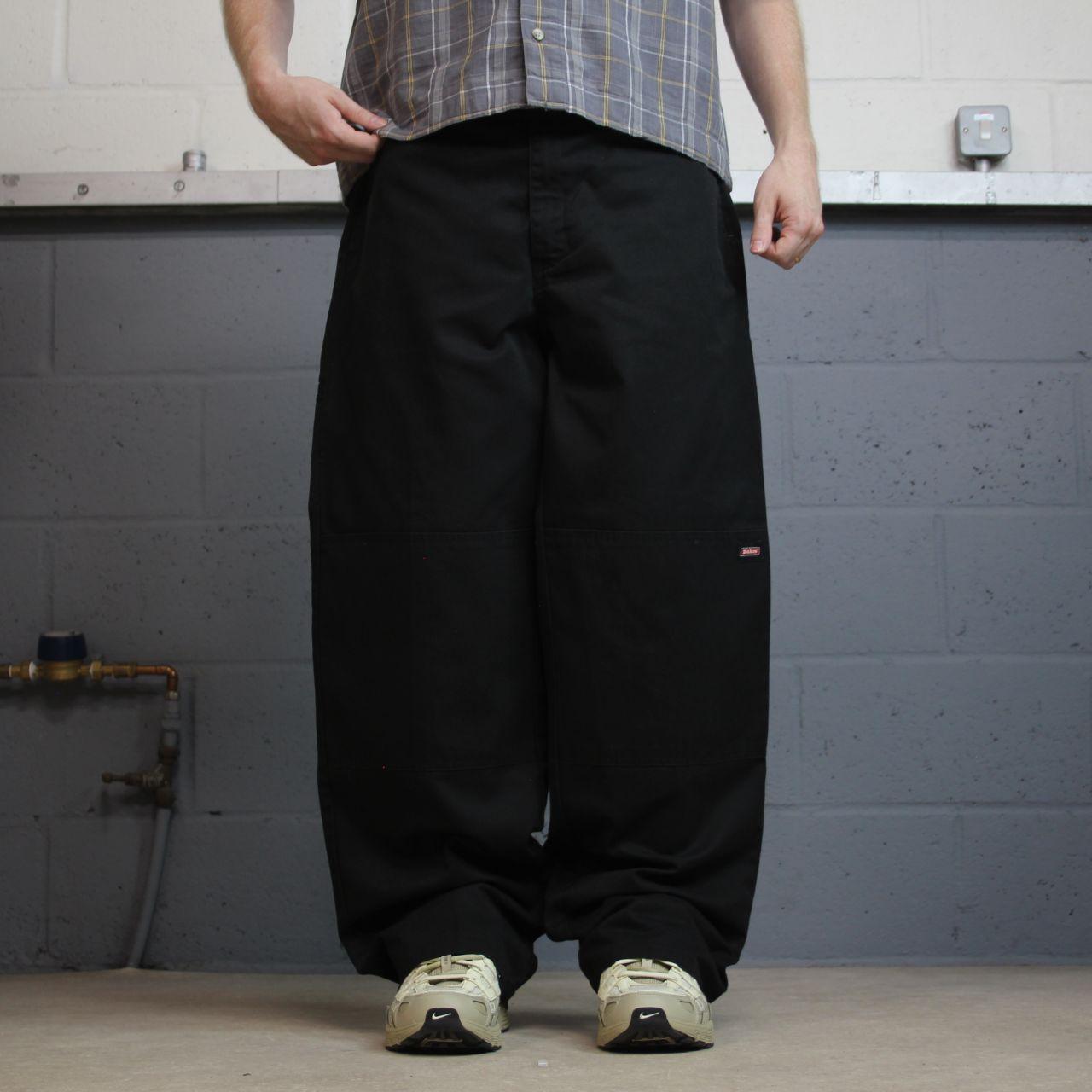 Dickies baggy double knee carpenter pants black W36L32 Loose leg twill chino skate work trousers