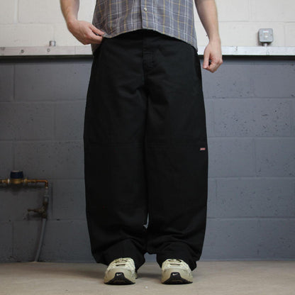 Dickies baggy double knee carpenter pants black W36L32 Loose leg twill chino skate work trousers