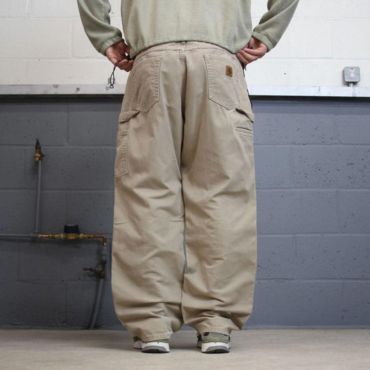 Y2K vintage carhartt carpenter pants beige Loose fit canvasy skate style workwear cargo pants