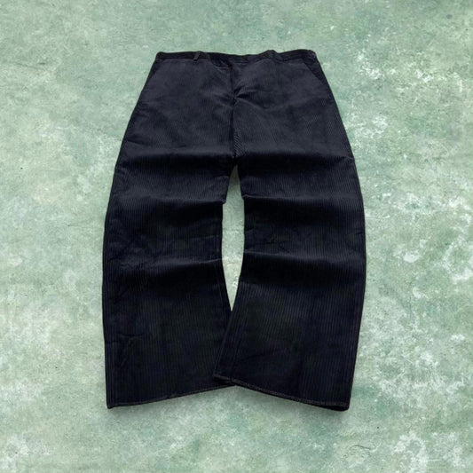 Vintage wide wale corduroy pants black Firm rigid chunky jumbo cord trousers
