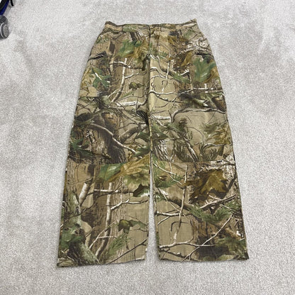 Cabela's Realtree baggy camo cargo pants wide leg khaki Loose floaty camouflage pattern trousers