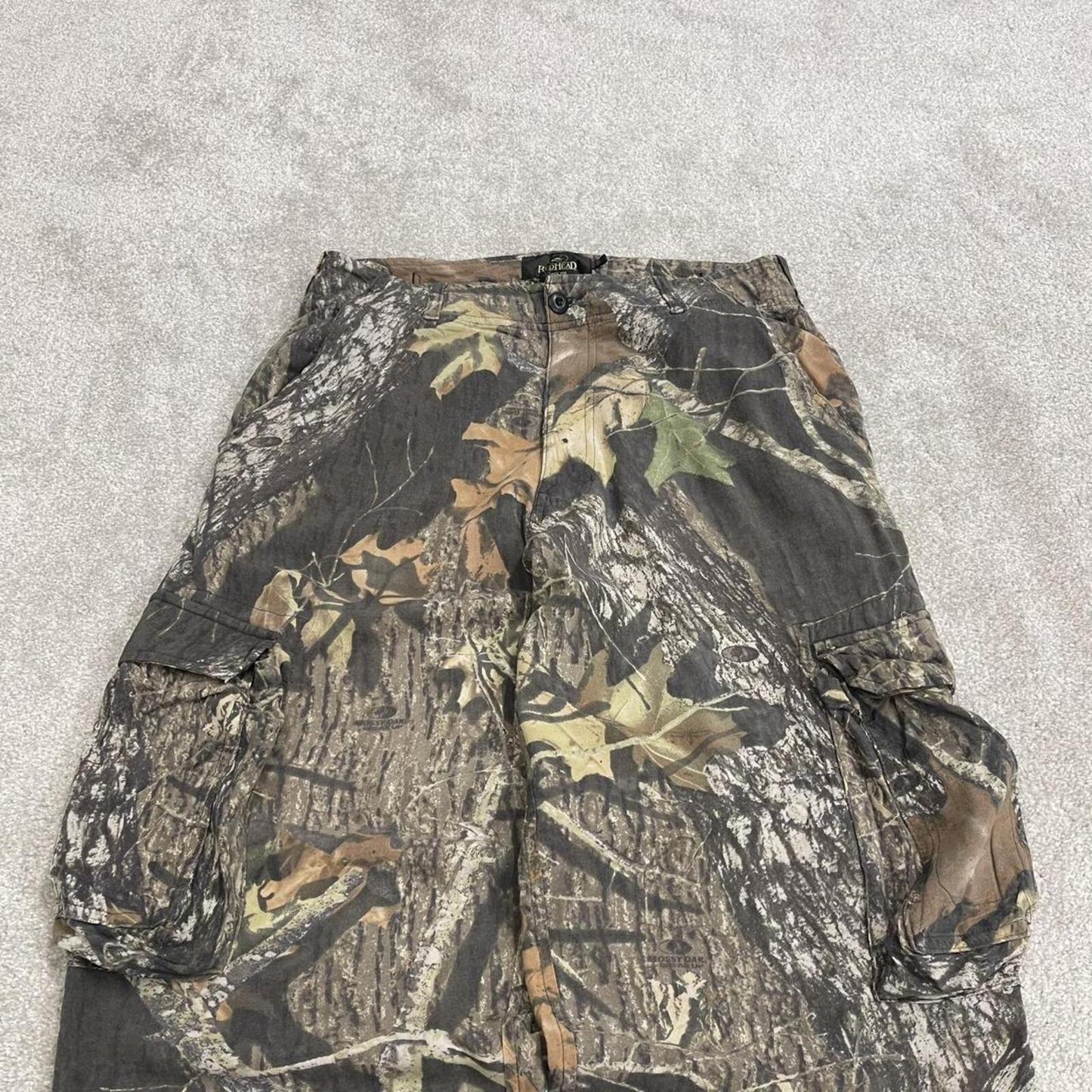 Baggy camo cargo pants brown RedHead Mossy Oak lightweight Rayon floaty camouflage cargos