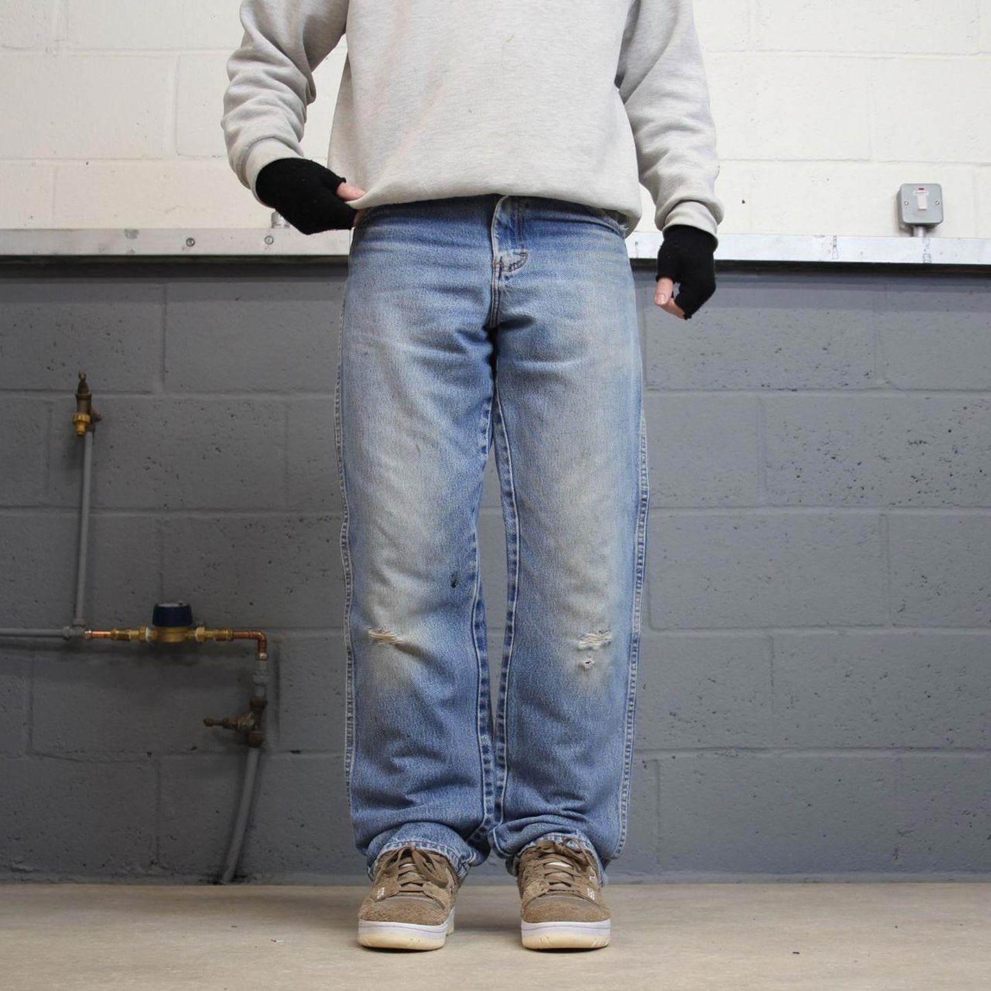 90s Dickies jeans casual workwear W32L32 loose blue 90s skate style thick denim pants streetwear