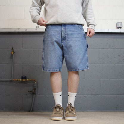 Y2k baggy Wrangler carpenter shorts skater style blue Denim wide leg summer festival jorts