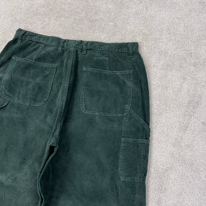 Green Venezia Jeans corduroy carpenter trousers W36L30 extra baggy cord pants 90s skate style