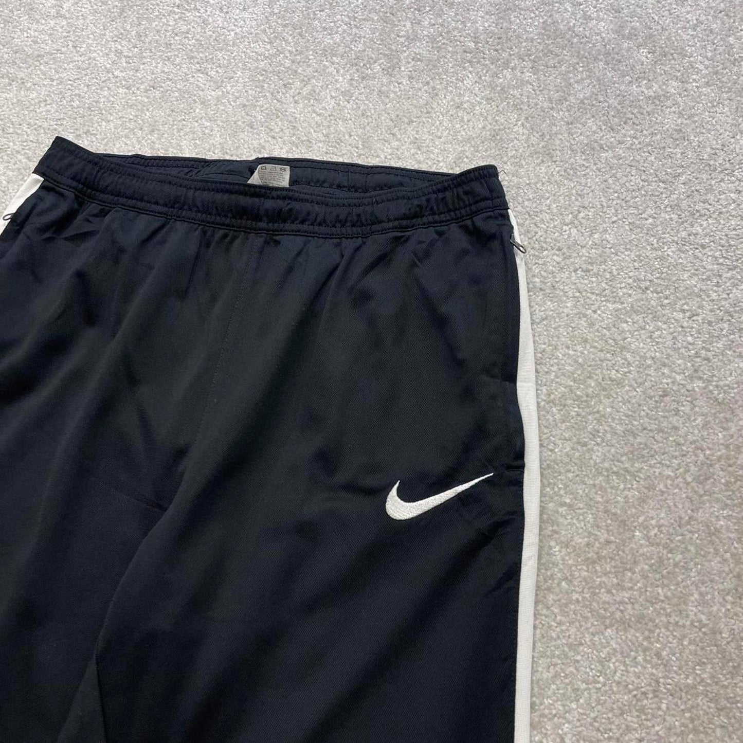 Black Nike Dri Fit trackies L y2k style joggers embroidered Swoosh logo track pants