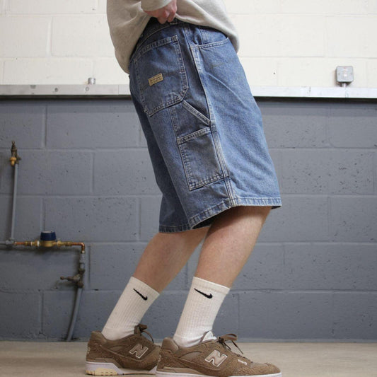 Y2K Wrangler carpenter denim skate shorts blue Loose denim cargo summer festival jorts
