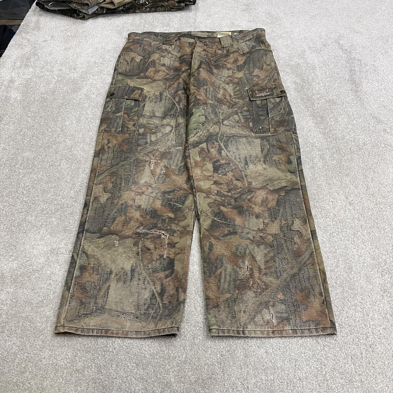 Baggy camo cargo trousers wide leg Y2K khaki Scent Lok loose fit Advantage camouflage