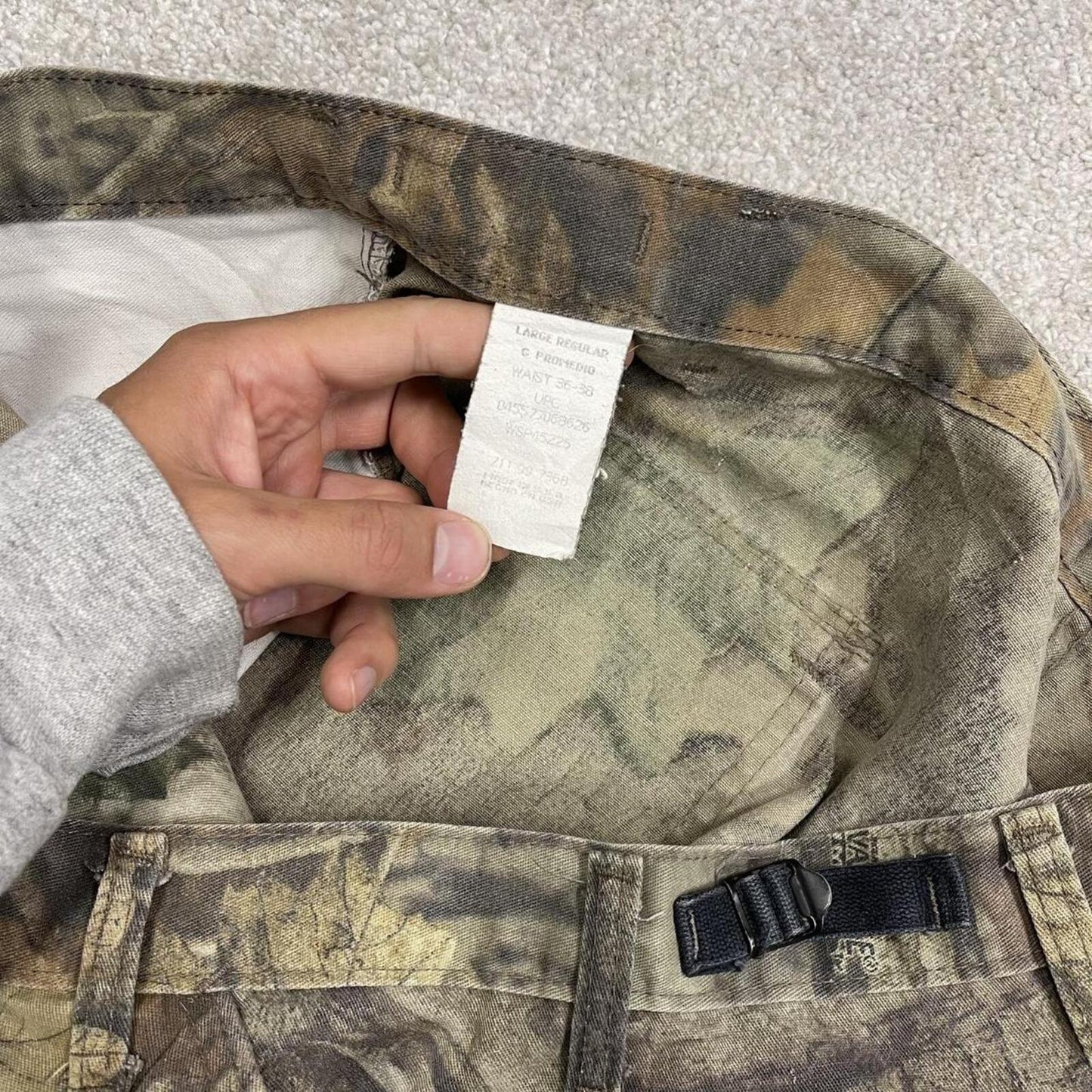 Vintage Liberty camo cargo pants khaki Loose fit camouflage Y2K hunting trousers