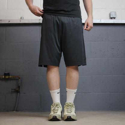Nike sports shorts y2k loose grey Swoosh logo Dri-Fit comfy floaty summer gym shorts