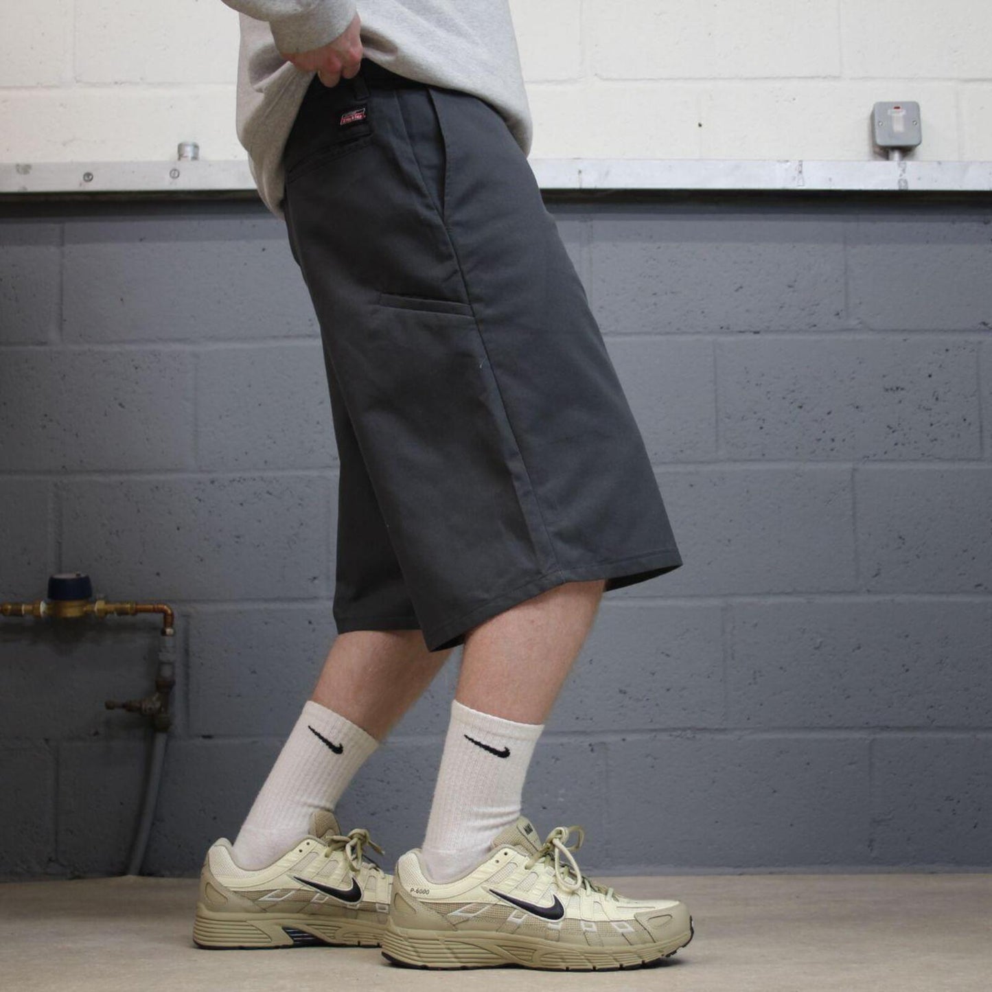 Baggy Dickies carpenter shorts grey Twill chino skater style shorts wide long leg