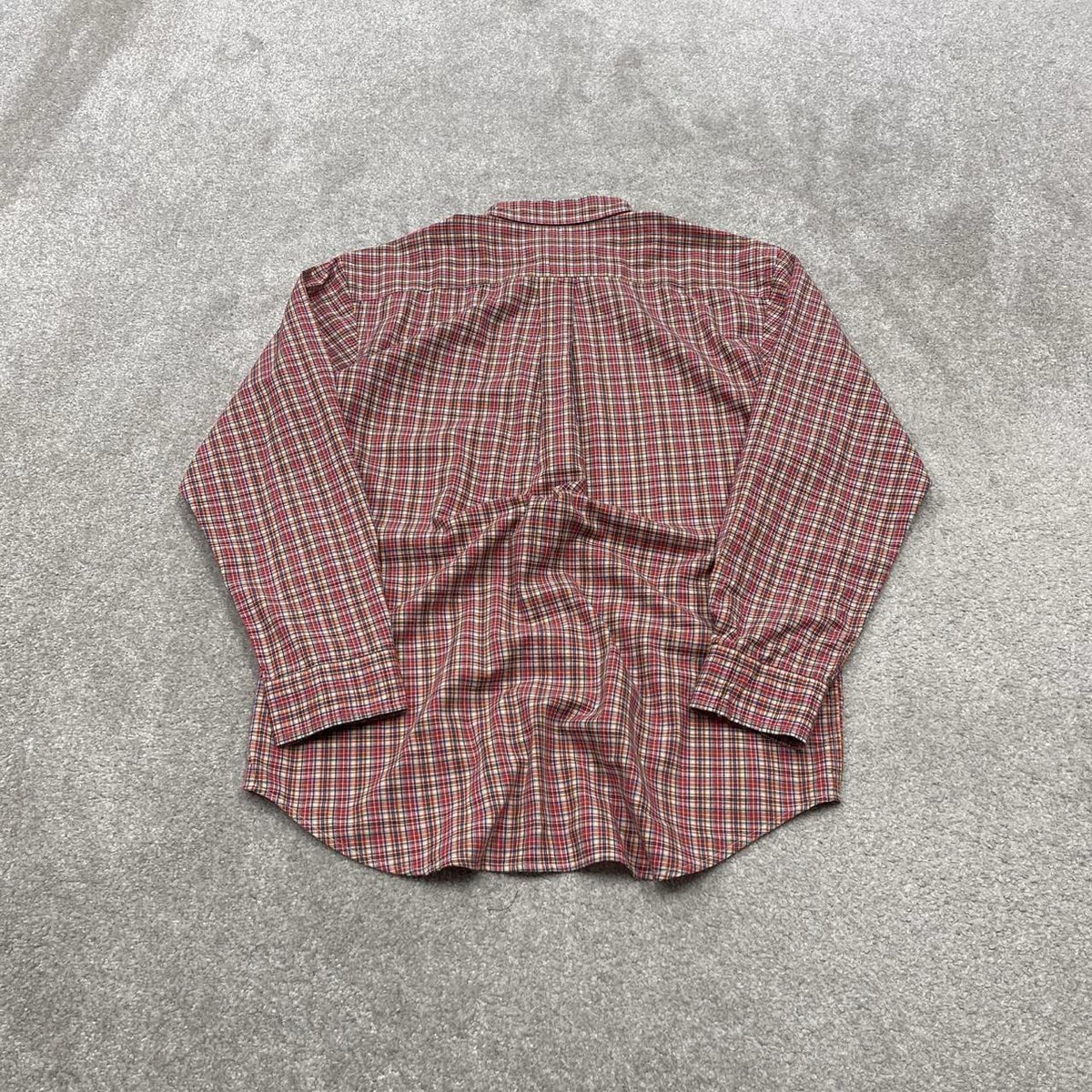 Y2K CHAPS checkered plaid shirt red long sleeve check button down embroidered logo