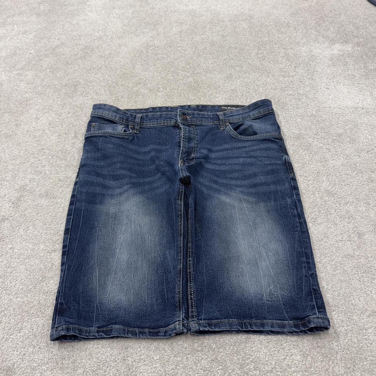 Y2K embroidered denim shorts blue Buffalo David Bitton 5 pocket stretch jorts summer festival