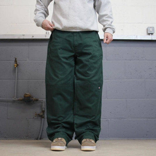 Baggy Dickies double knee carpenter pants W34L34 green 90s skate style loose leg cargos