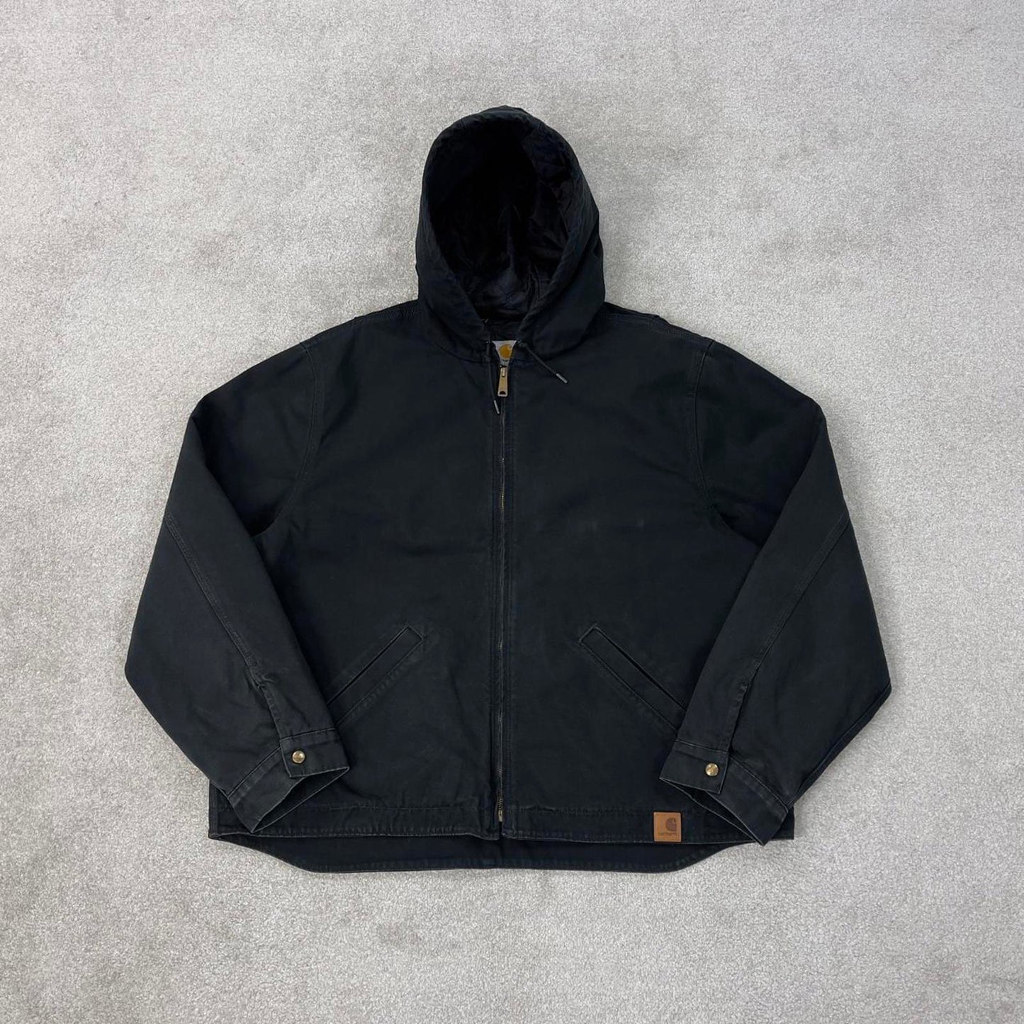Black Carhartt hooded active jacket 2XL canvas bomber American