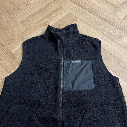 Y2K Colombia teddy bear fleece gilet Men’s black full zip autumn sleeveless pile fleece
