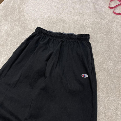 Baggy Champion sweat pants cuffed joggers black loose floaty lightweight tracksuit bottoms