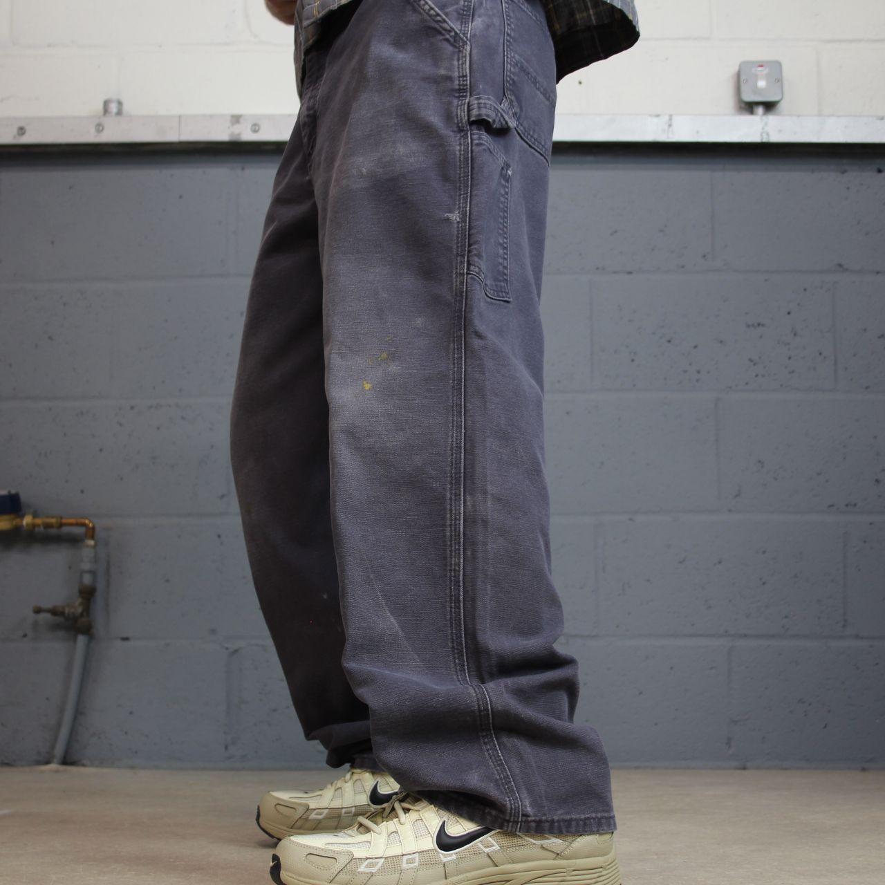 Vintage baggy Carhartt carpenter pants y2k navy Loose leg 100% cotton skater style workwear