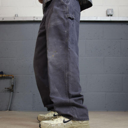 Vintage baggy Carhartt carpenter pants y2k navy Loose leg 100% cotton skater style workwear