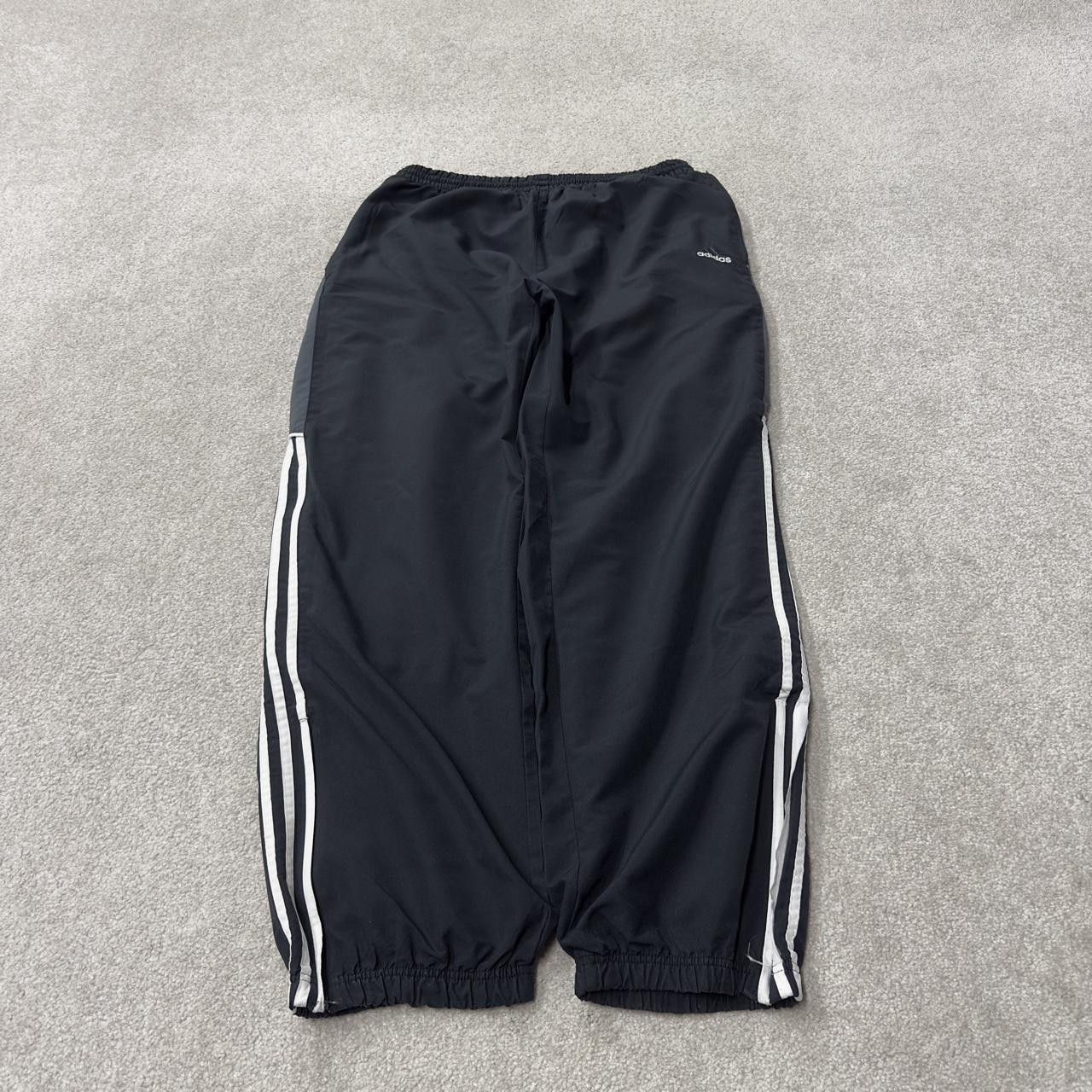 Adidas tracksuit bottoms black Y2K XL Embroidered logo, pockets, drawstring & elasticated waist