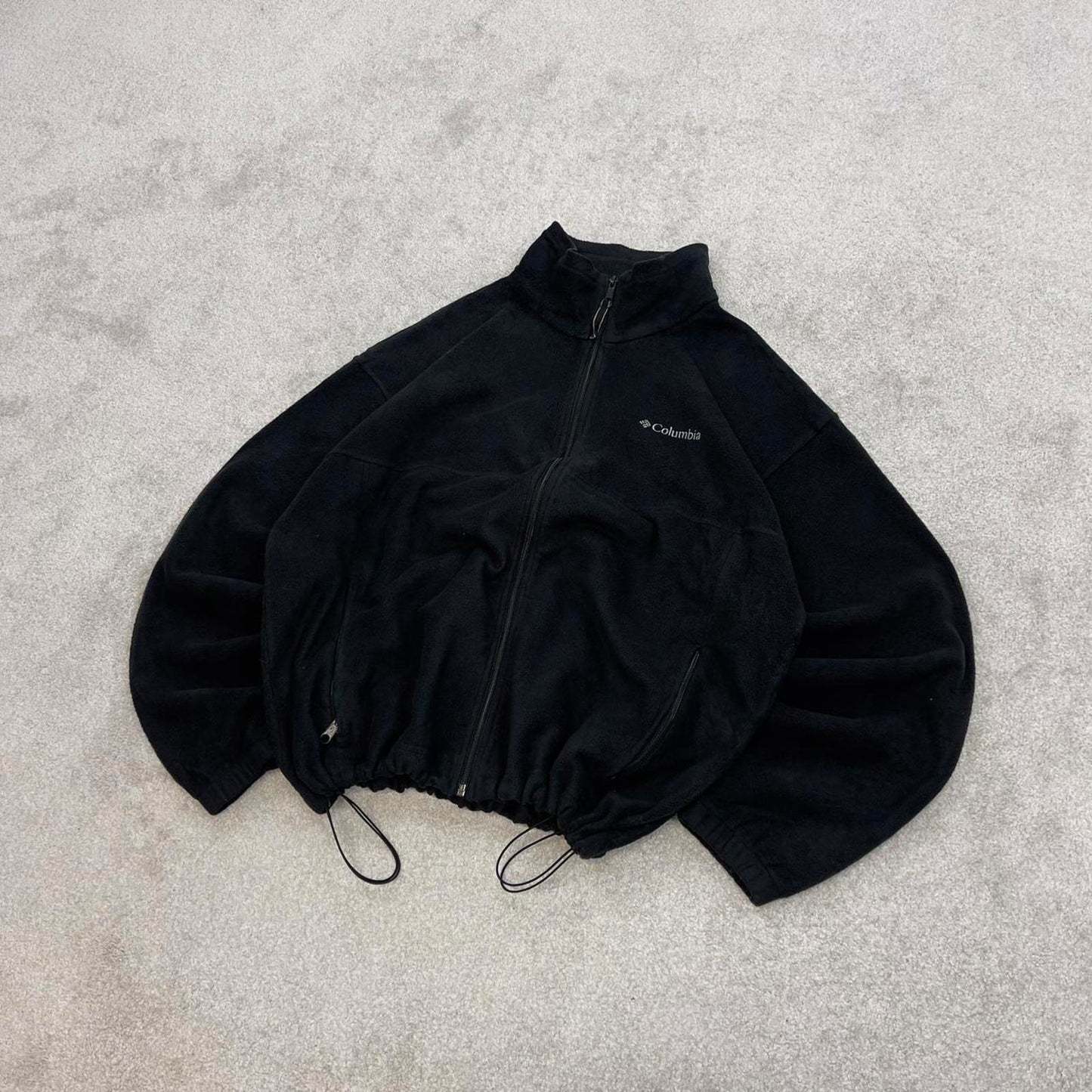 Black Columbia technical full zip fleece XL y2k style autumn adjustable waist